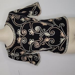 Once Again Black Embellished Top SZ S